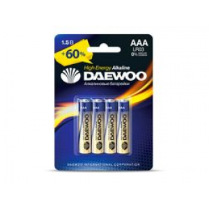 Батарейка AAA LR03 1,5V alkaline BL-4шт DAEWOO HIGH ENERGY, арт.4895205006843 (Россия)