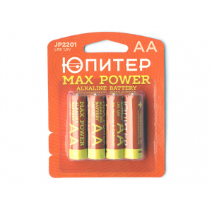 Батарейка AA LR6 1,5V alkaline 4шт. ЮПИТЕР MAX POWER, арт.JP2201 (Китай)