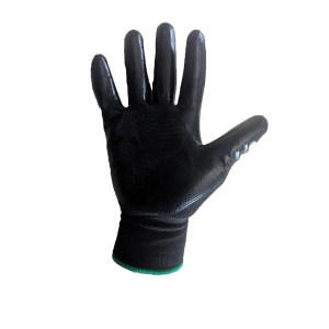 Перчатки из полиэстера с нитриловым покрытием на ладони  (черные), размер 10