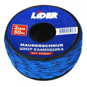 Шнур каменщика разметочный синий 2мм/50м LIDER (шт)