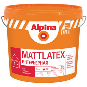 Краска ВД-ВАЭ Alpina EXPERT Mattlatex (Альпина ЭКСПЕРТ Маттлатекс), белая, 10 л / 15 кг