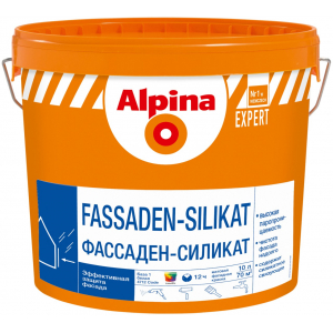 Краска водно-дис.акрил-силик. Alpina EXPERT Fassaden-Silikat База 1,белая,10л/14,6кг