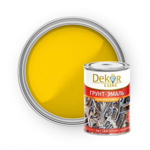 Грунт-эмаль 3 в 1 алкидная "DEKOR" жёлтая 0,9 кг