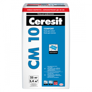 Растворная сухая облицовочная смесь Ceresit/CM 10/(для недефор. оснований), 25кг, РБ