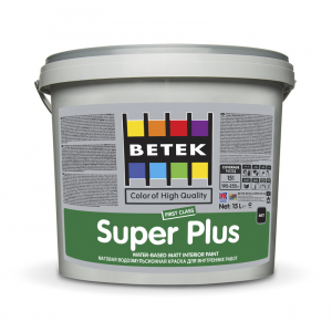 Краска для внутренних работ (матовая) BETEK SUPER PLUS 15LT