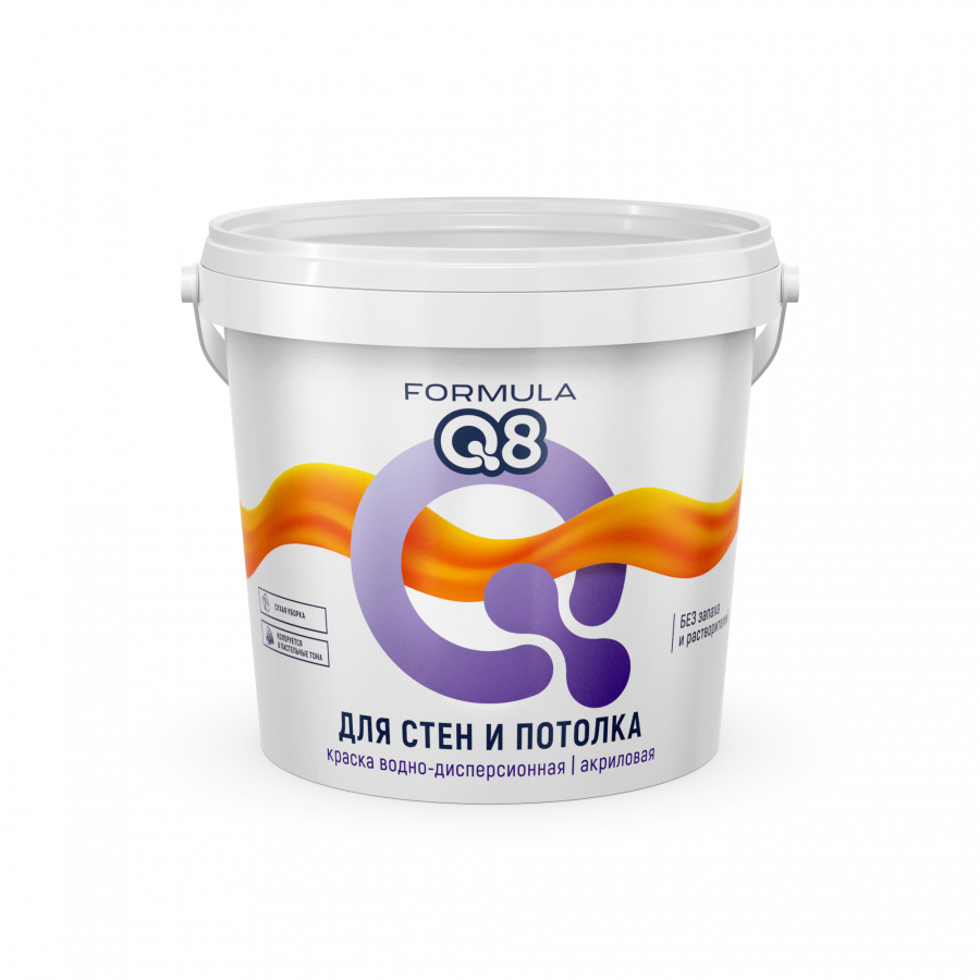 Краска Formula Q8 белоснежная ВД полиакриловая для стен и потолка м.ф.  3,0 кг РФ
